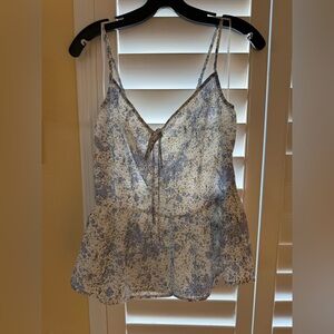 Elegant Blue and White Floral Camisole